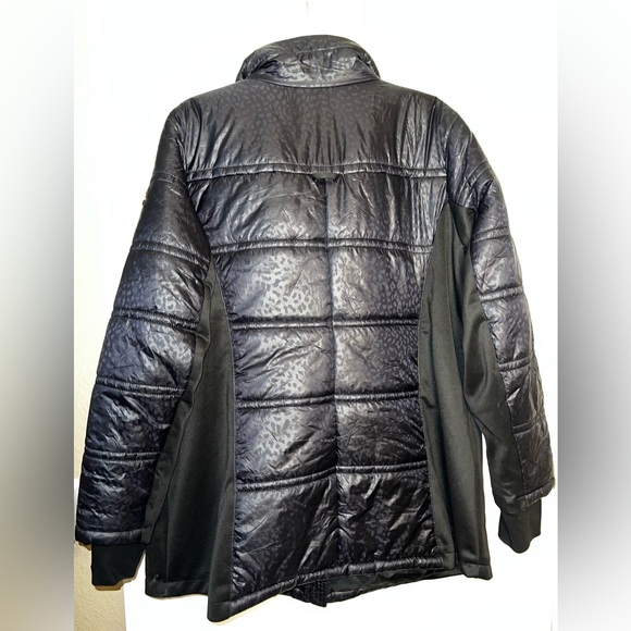 Michael Kors Womens Down Puffer Coat, Black w/leopard Print Size 2XL RN 79675 - Picture 2 of 15
